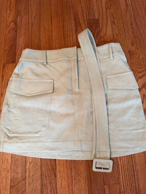 Express Neutral Beige Mini Skirt with Fabric Waistband